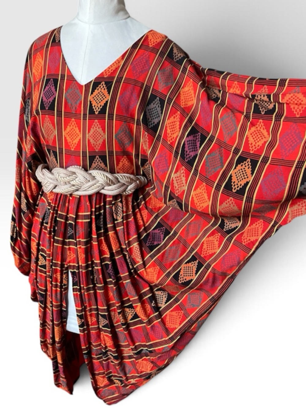 Vintage African Style Tunic Dress Geometric Print